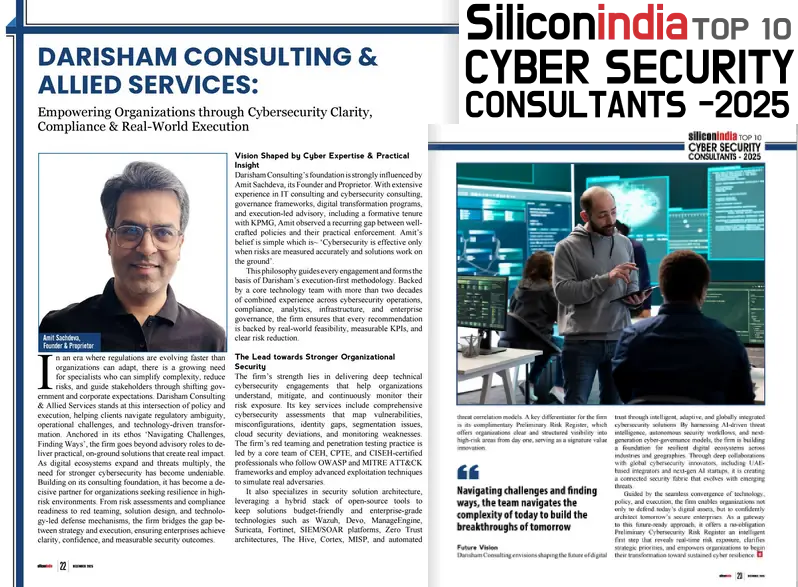 SiliconIndia Magazine — Top 10 Cybersecurity Consultants 2025